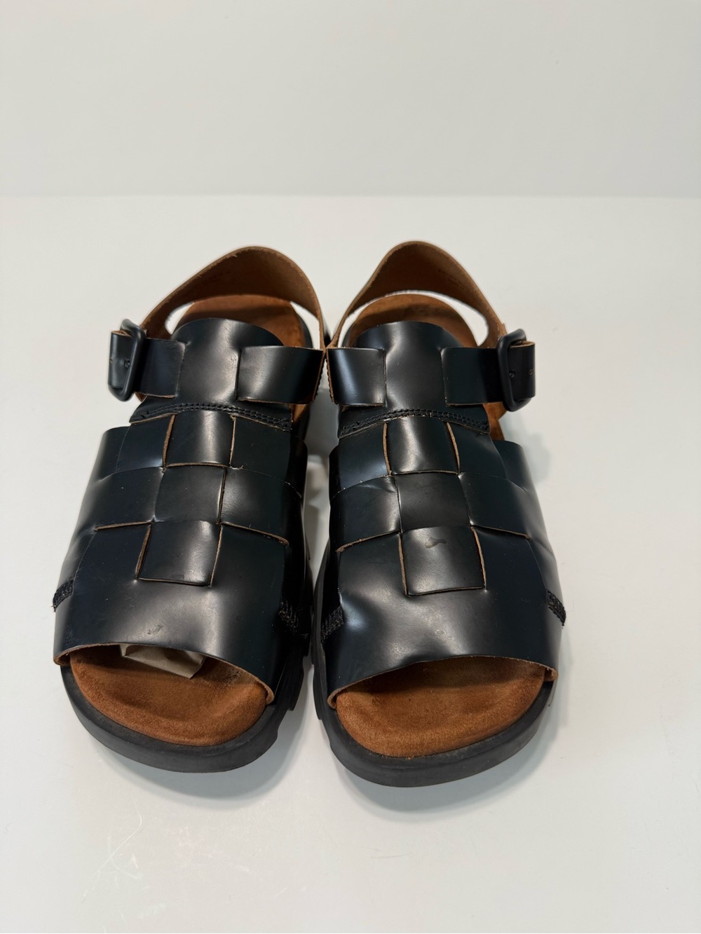 Camper Brutus Fisherman Black Leather Sandals Size 39 Lightweight Chunky - Picture 3 of 14